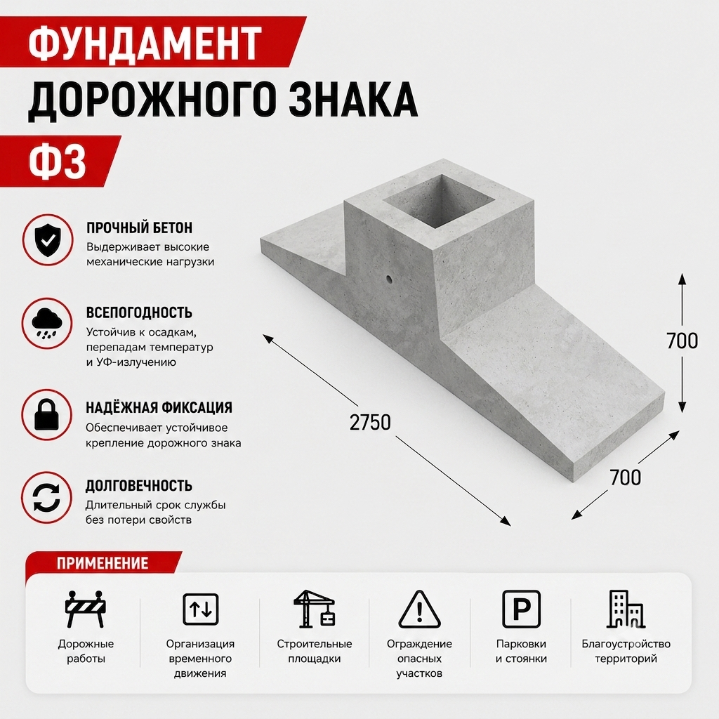 Фундамент дорожного знака Ф3 - фото - 2